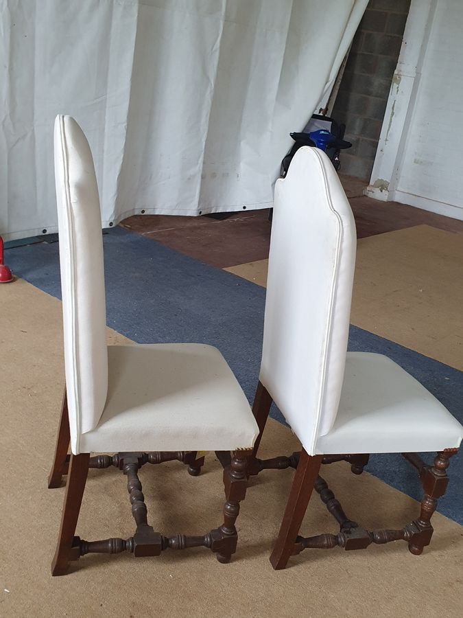 Antique Good Pair of Antique Style High Back Oak Chairs