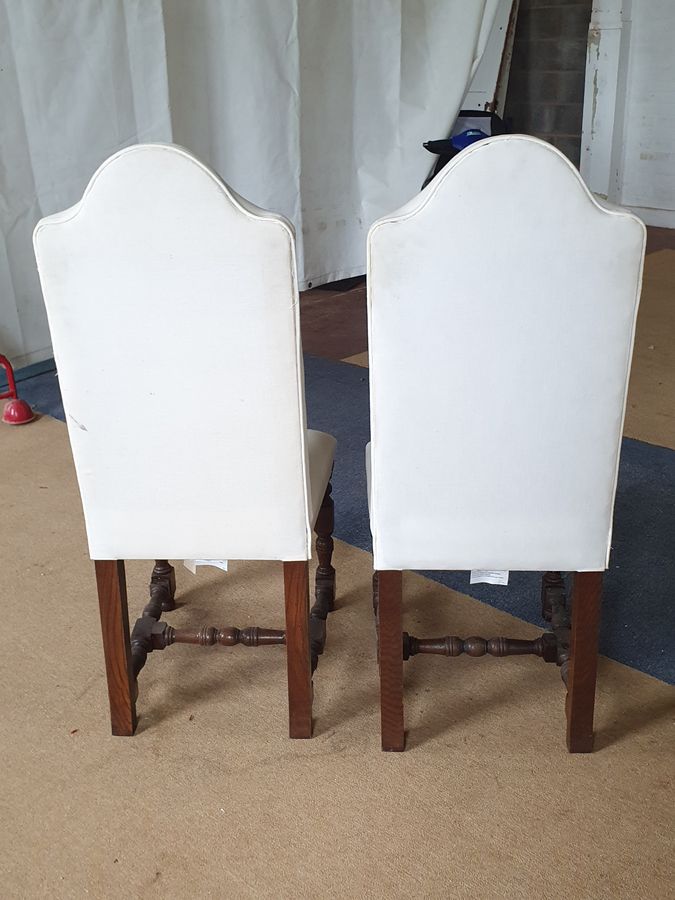 Antique Good Pair of Antique Style High Back Oak Chairs