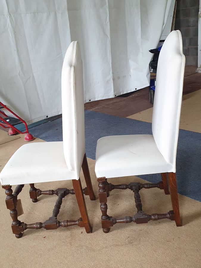 Antique Good Pair of Antique Style High Back Oak Chairs