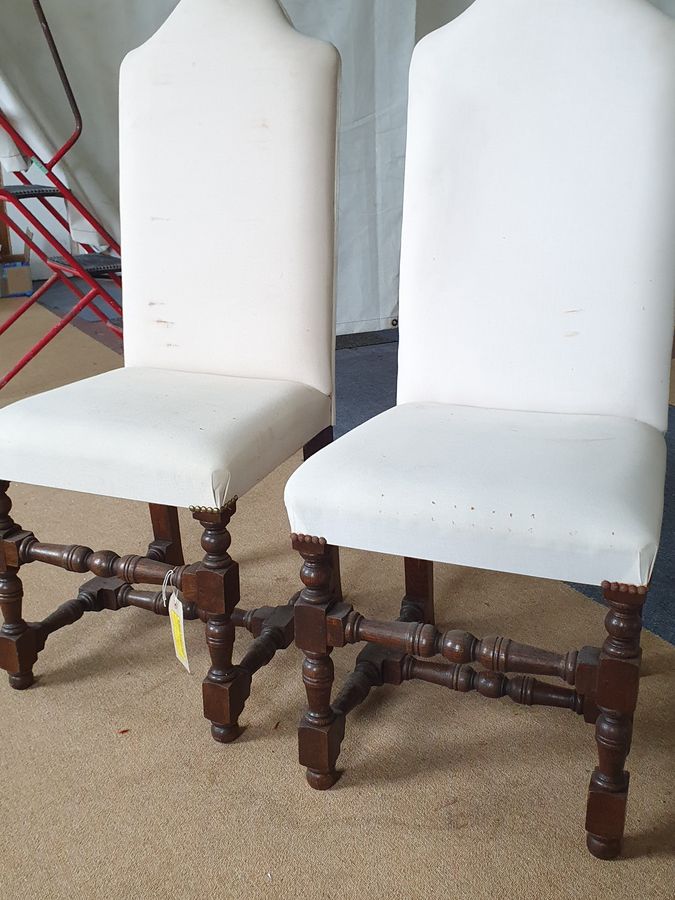 Antique Good Pair of Antique Style High Back Oak Chairs