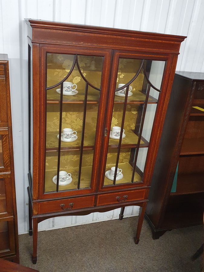 Good Antique Edwardian Inlaid Display Cabinet