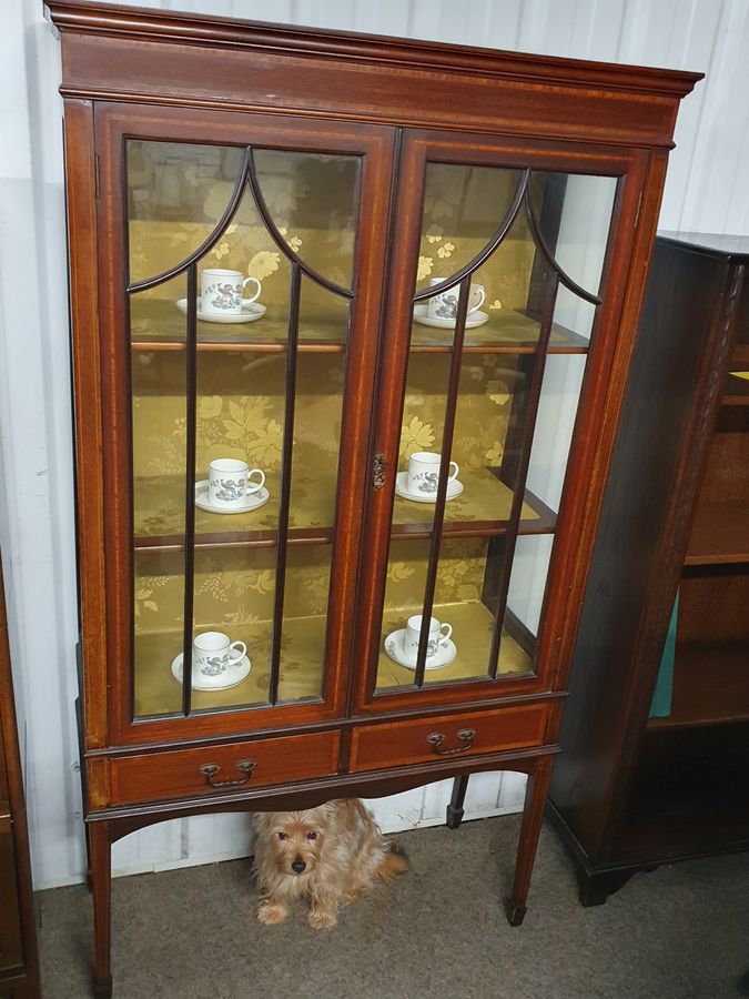 Antique Good Antique Edwardian Inlaid Display Cabinet 