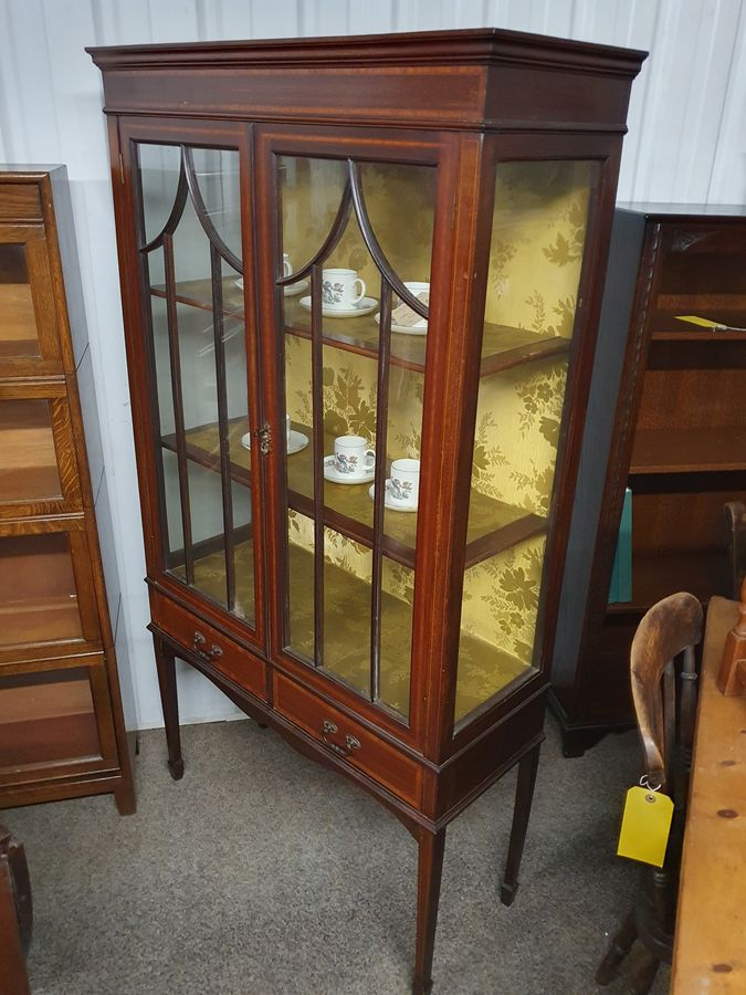 Antique Good Antique Edwardian Inlaid Display Cabinet 