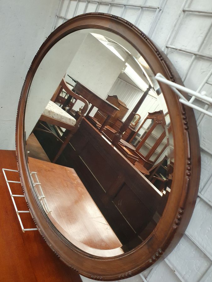 Antique Good Antique Edwardian Oval Wall Mirror 