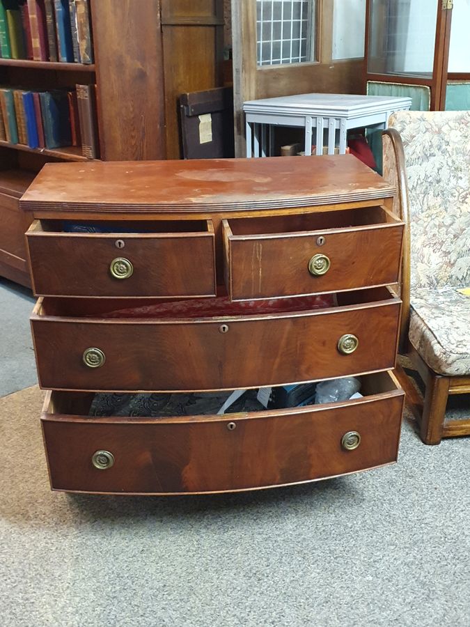 Antique Small Antique Bow Front Chest of Drawers 