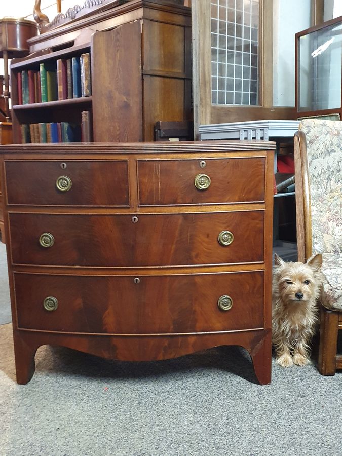 Antique Small Antique Bow Front Chest of Drawers 