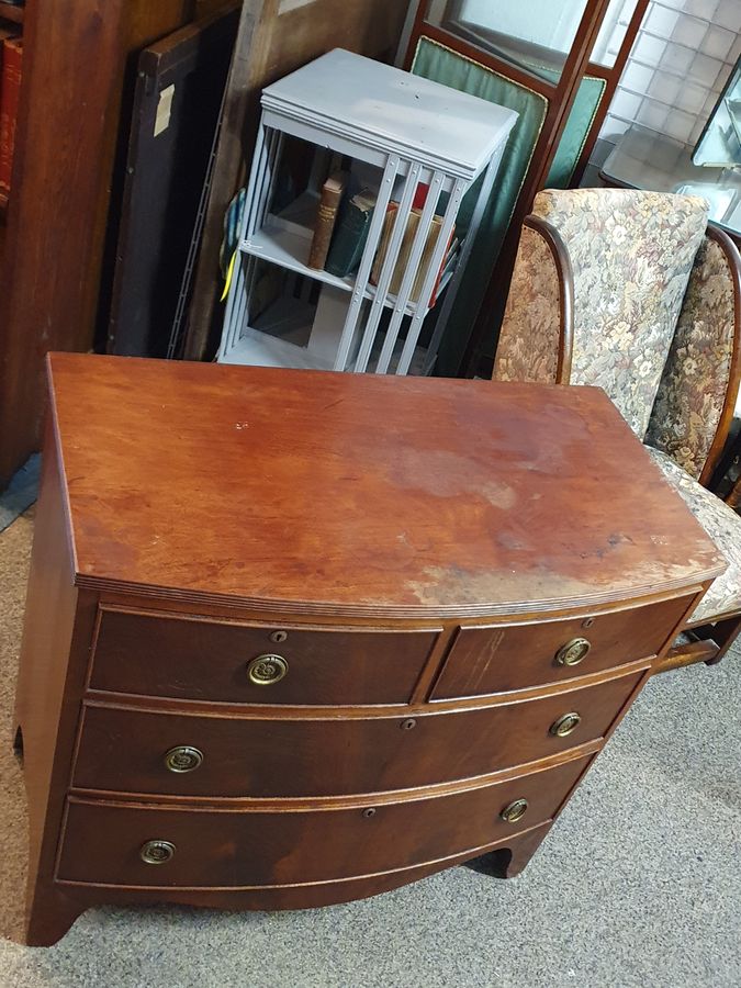 Antique Small Antique Bow Front Chest of Drawers 