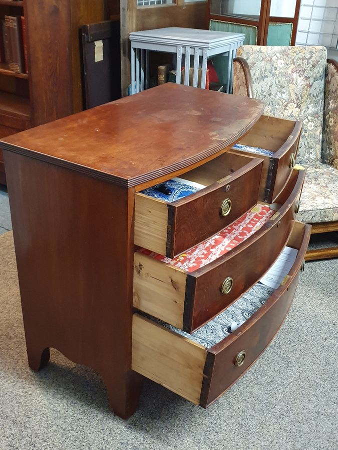 Antique Small Antique Bow Front Chest of Drawers 