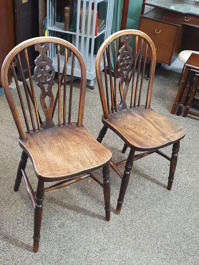 Antique Pair of Country Kitchen Dining Chairs