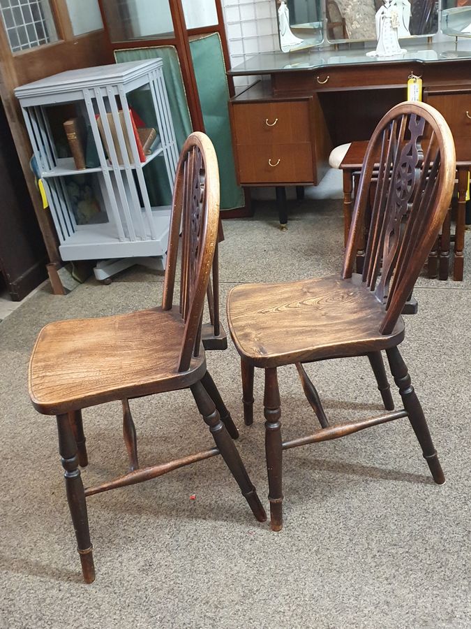 Antique Antique Pair of Country Kitchen Dining Chairs 