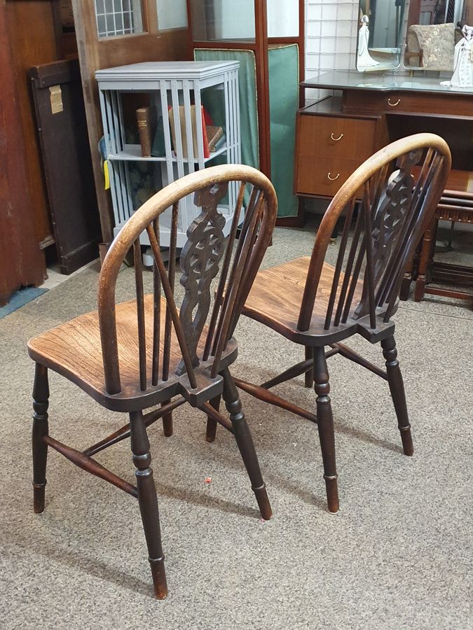 Antique Antique Pair of Country Kitchen Dining Chairs 