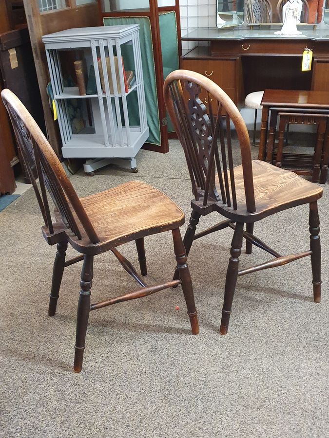 Antique Antique Pair of Country Kitchen Dining Chairs 