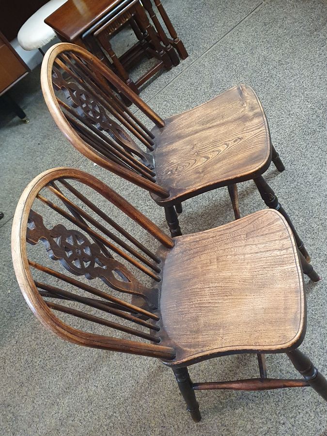 Antique Antique Pair of Country Kitchen Dining Chairs 