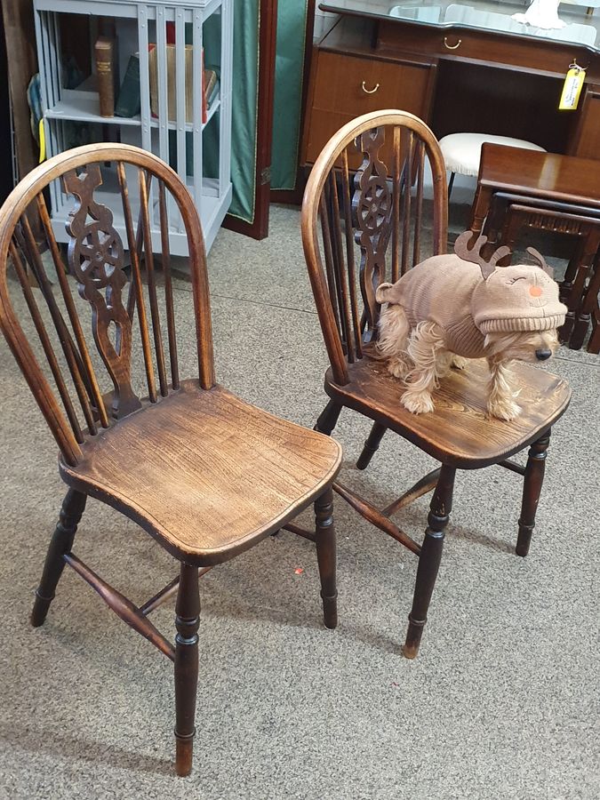 Antique Antique Pair of Country Kitchen Dining Chairs 