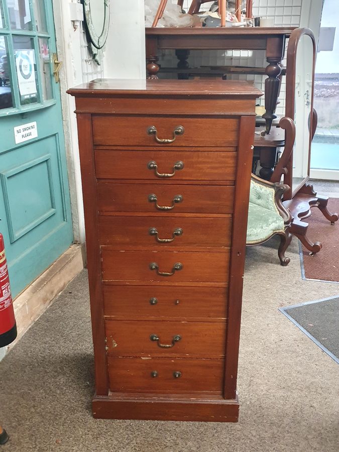 Good Antique Pedestal Wellington Chest of Drawers