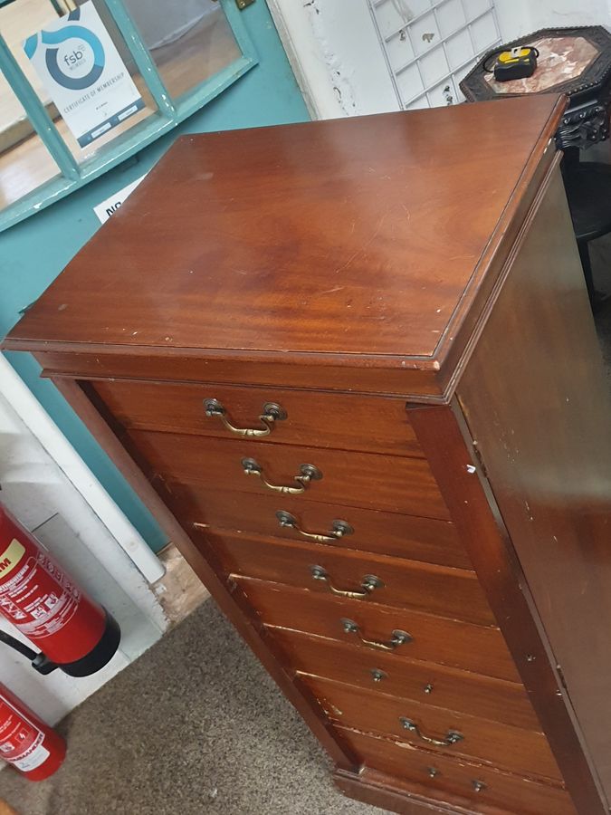 Antique Good Antique Pedestal Wellington Chest of Drawers 