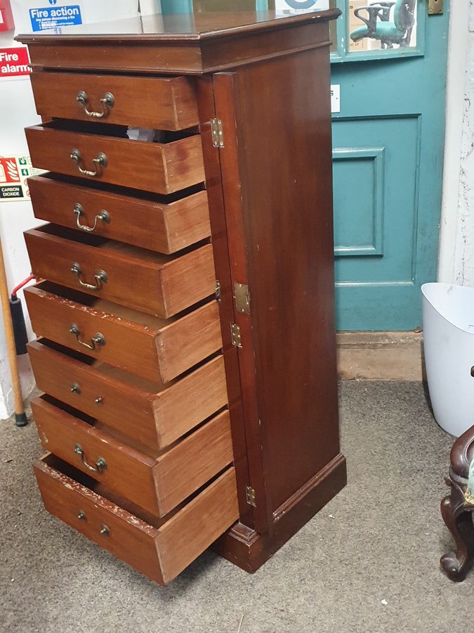 Antique Good Antique Pedestal Wellington Chest of Drawers 