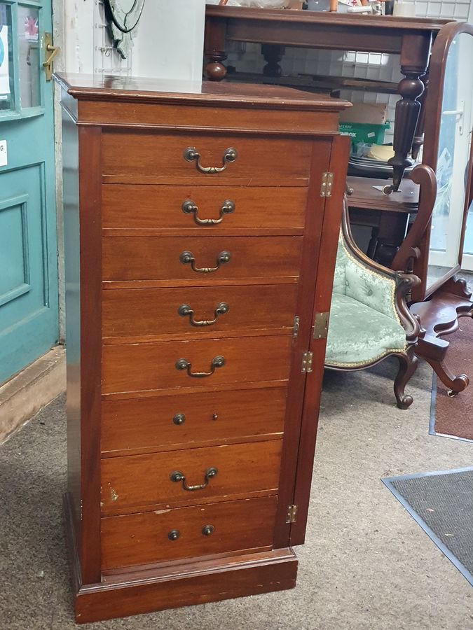 Antique Good Antique Pedestal Wellington Chest of Drawers 