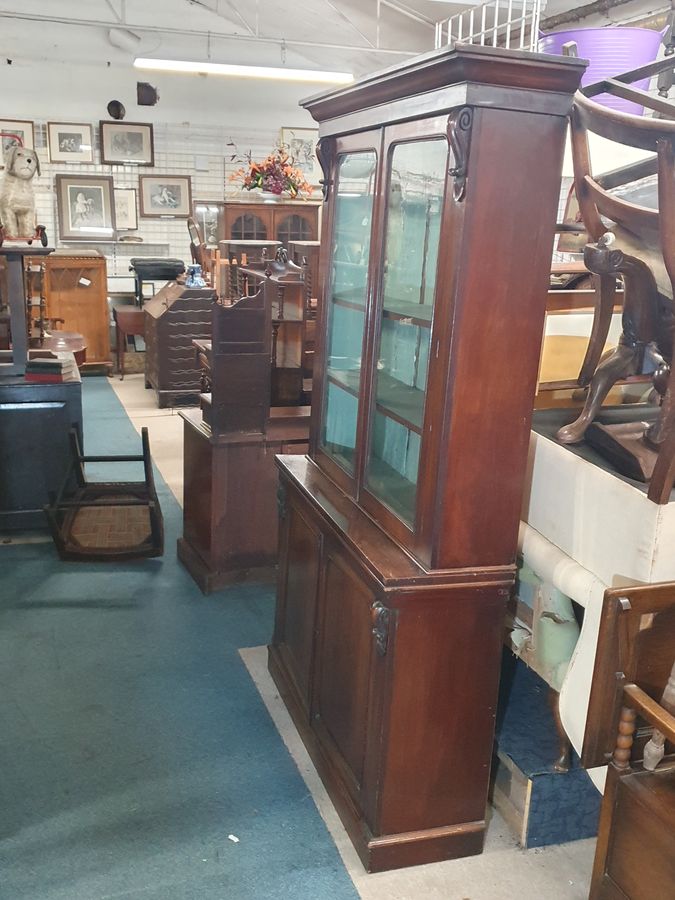 Antique Antique Victorian Glazed Top Bookcase 