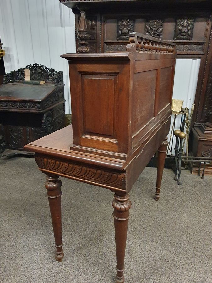 Antique Antique Lion Mask Face Oak Side Table 