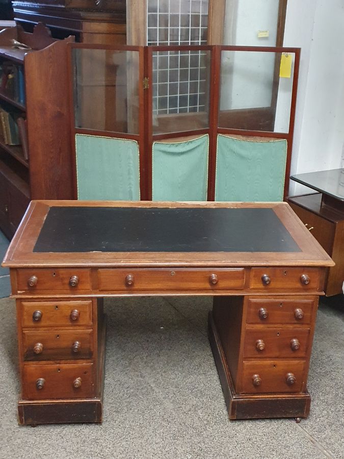 Antique Victorian Oak Writing Table Desk