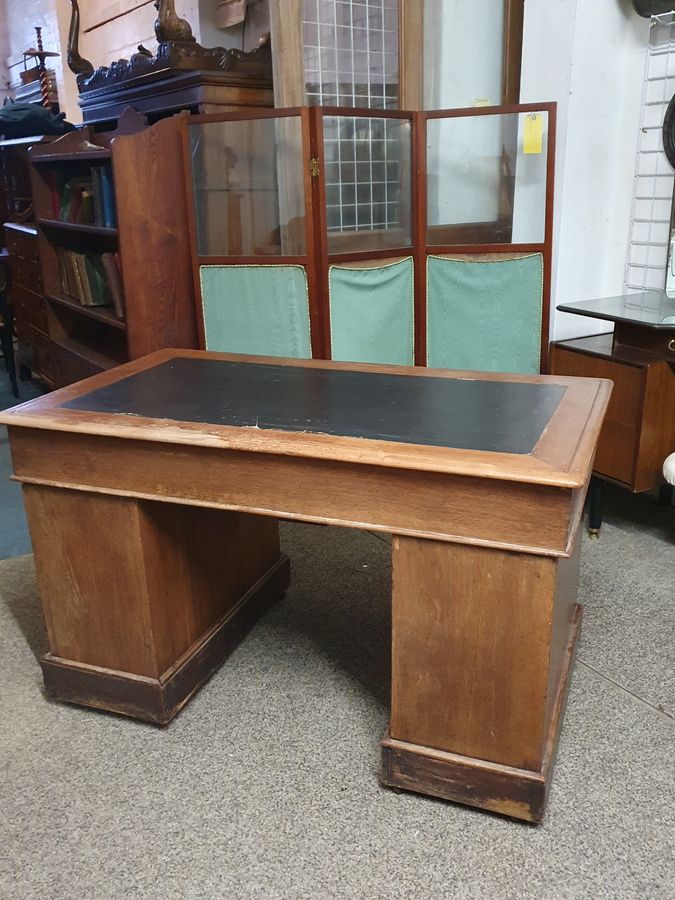 Antique Antique Victorian Oak Writing Table Desk 