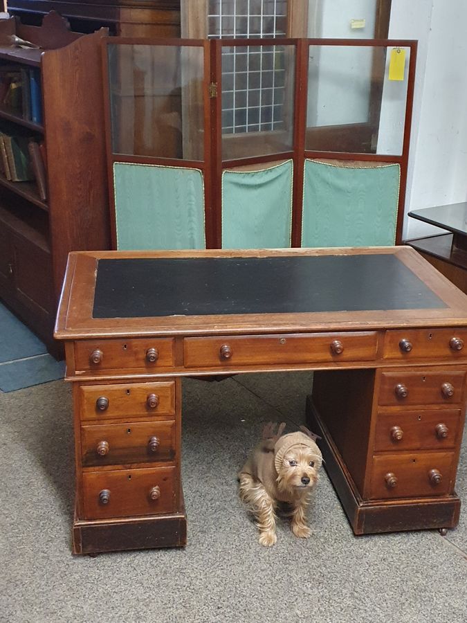 Antique Antique Victorian Oak Writing Table Desk 