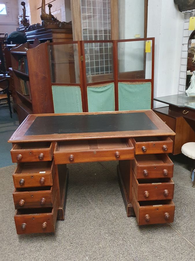 Antique Antique Victorian Oak Writing Table Desk 