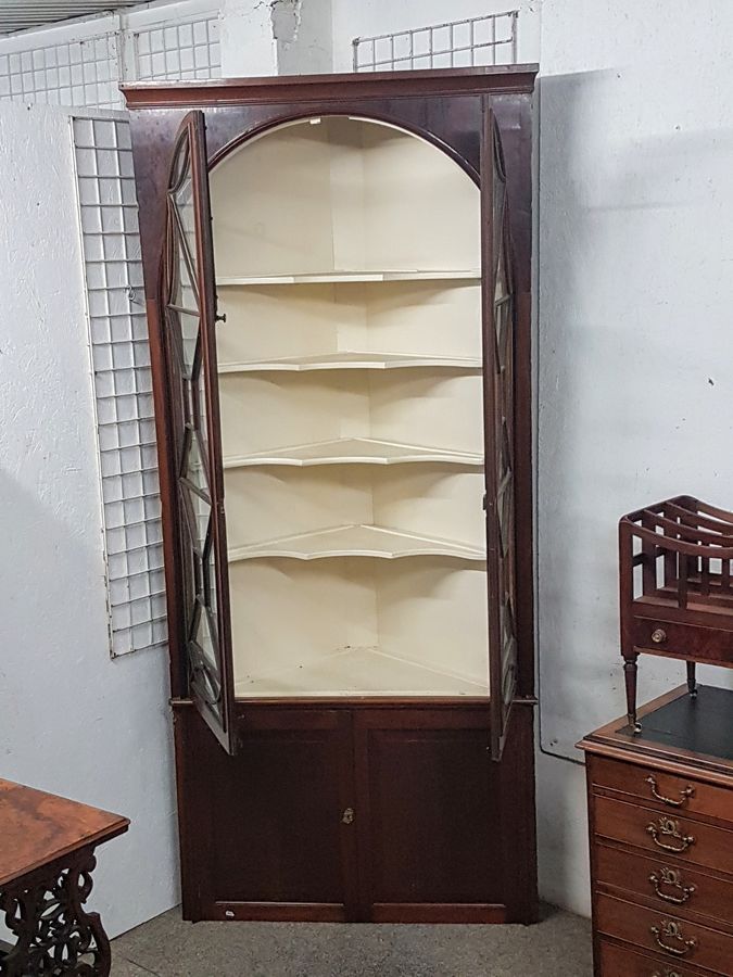 Antique Tall Antique Georgian Corner Display Cabinet 