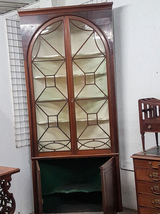 Antique Tall Antique Georgian Corner Display Cabinet 