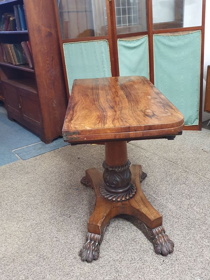 Antique Antique Rosewood Card Games Side Table 