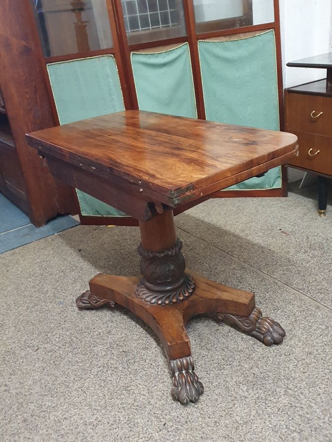 Antique Antique Rosewood Card Games Side Table 