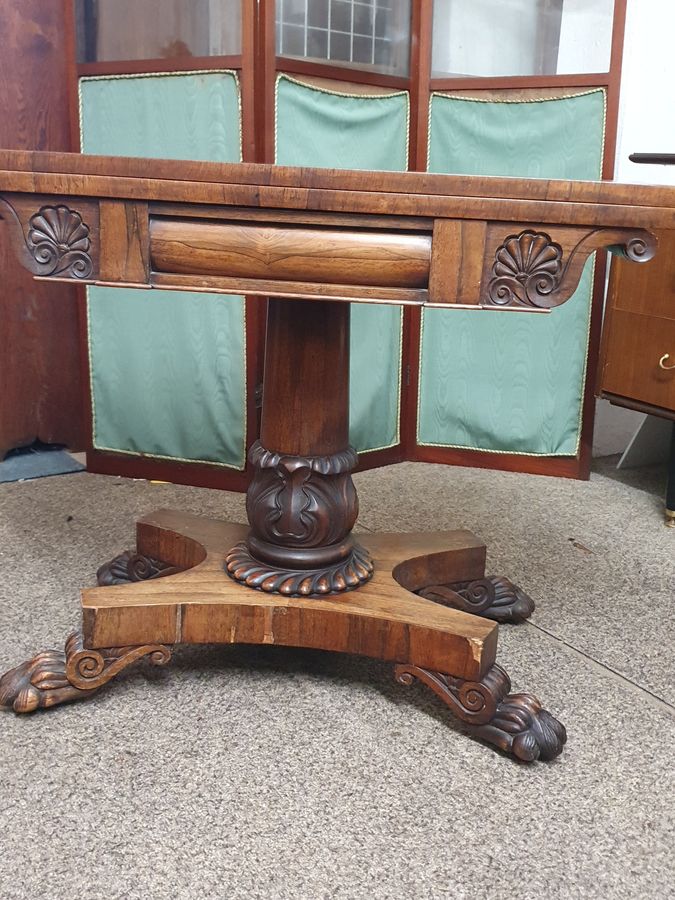 Antique Antique Rosewood Card Games Side Table 