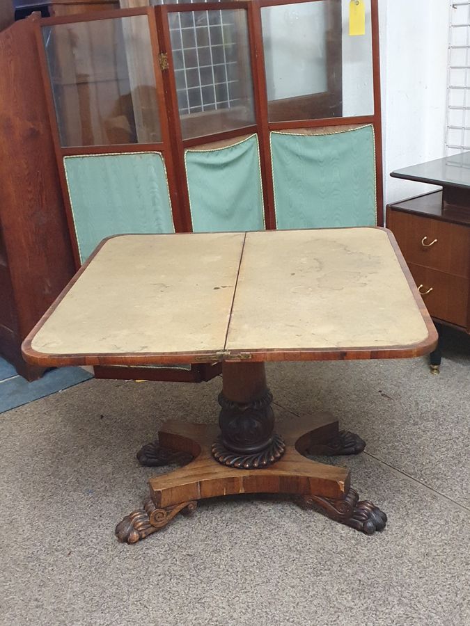 Antique Antique Rosewood Card Games Side Table 