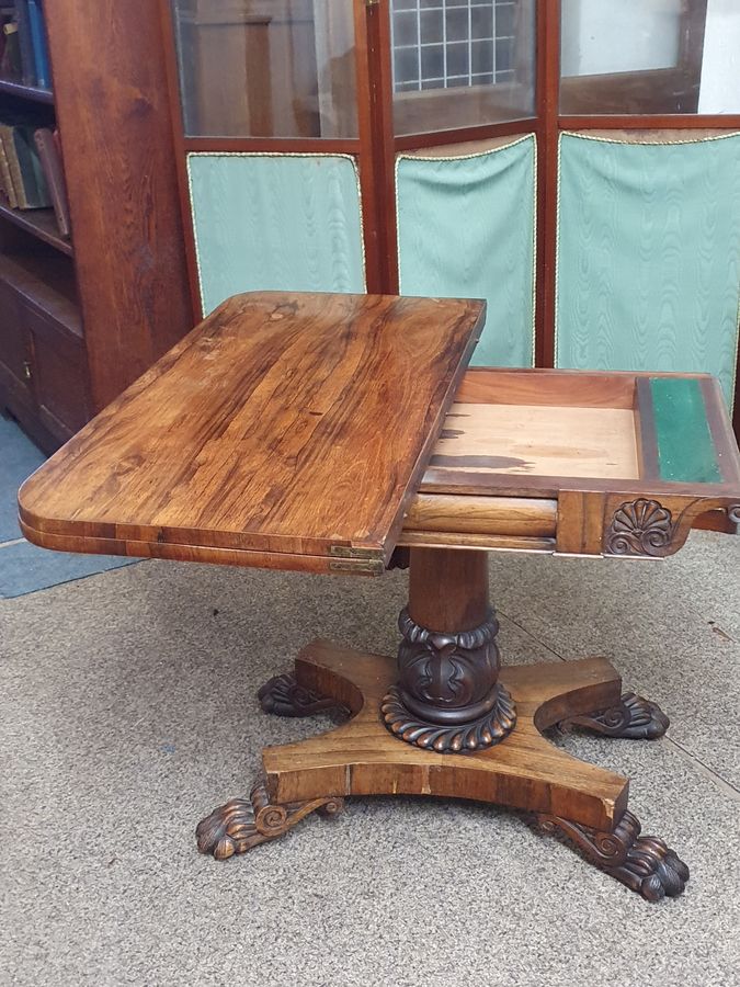 Antique Antique Rosewood Card Games Side Table 