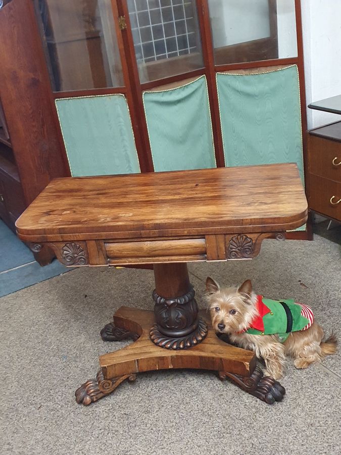 Antique Antique Rosewood Card Games Side Table 