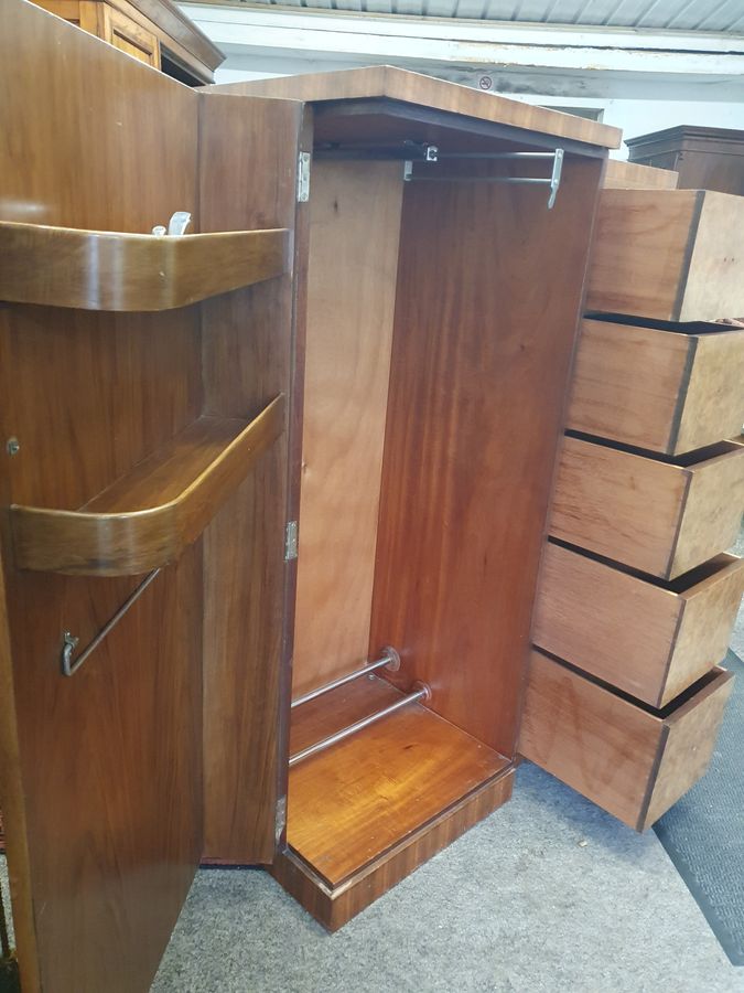 Antique Good Small Antique Art Deco Wardrobe 