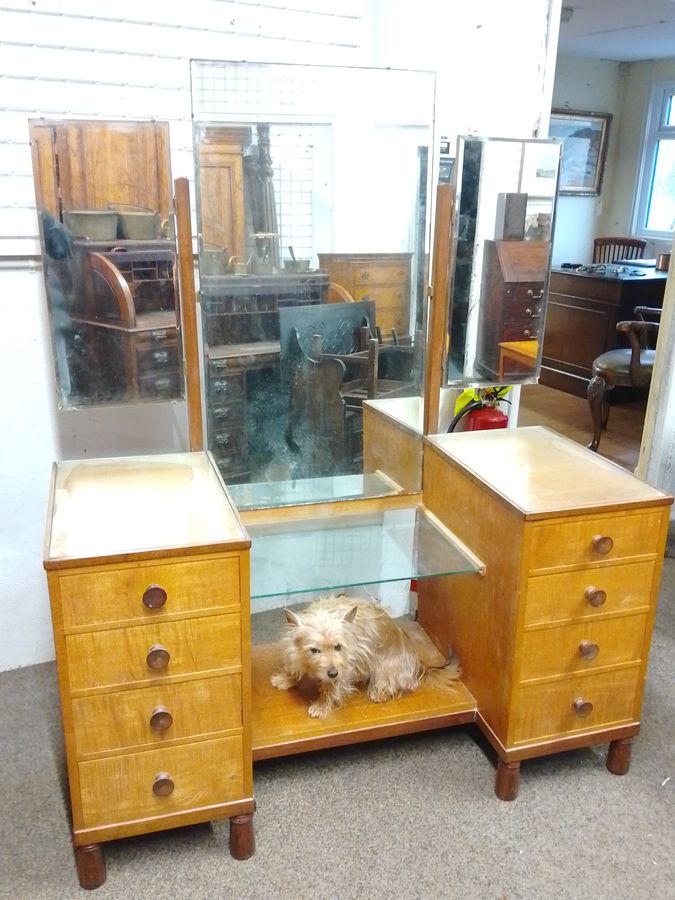 Antique Large Triple Mirror Retro 1960's Gordon Russell Style Dressing Table