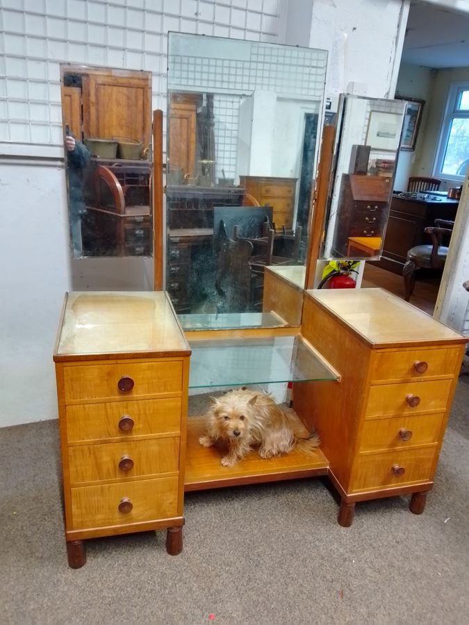 Antique Large Triple Mirror Retro 1960's Gordon Russell Style Dressing Table