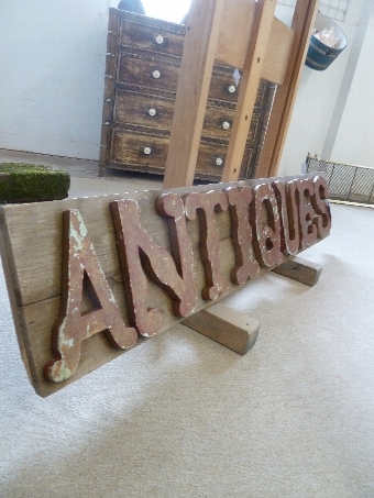 Antique Antiques Sign