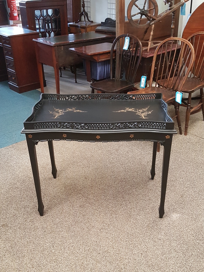 Antique Ebonised Silver Table