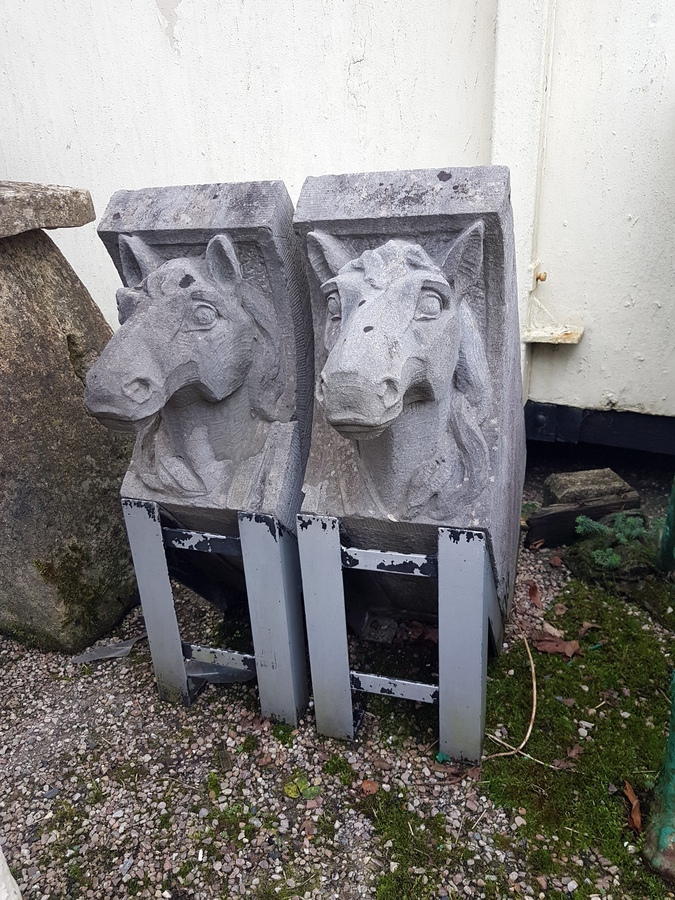 Antique Pair of Stone Horses