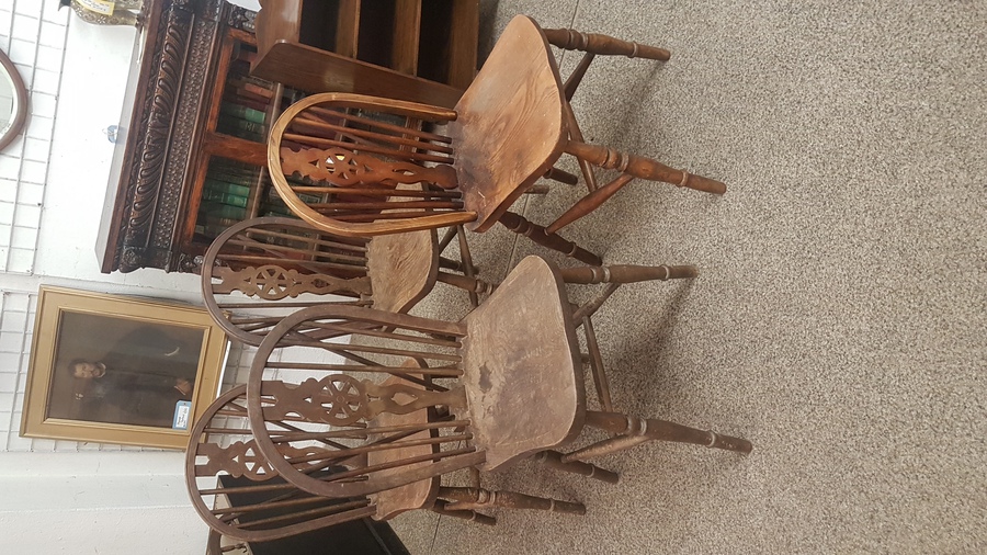 Antique 4 Country Dining Chairs 