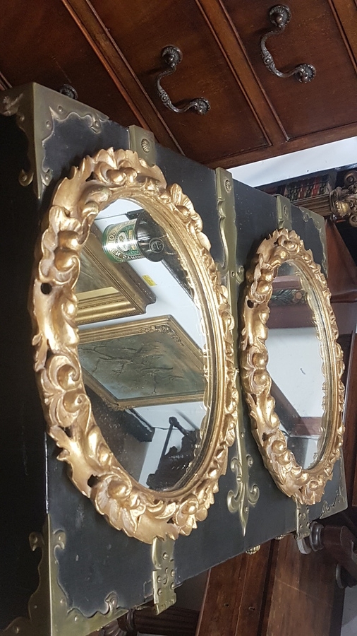 Antique Small Antique Pair of Mirrors 