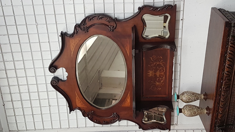 Antique Edwardian Inlaid Mirror 