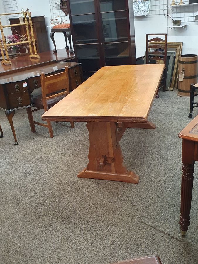 Antique Good 1920's Oak Refectory Kitchen Dining table 
