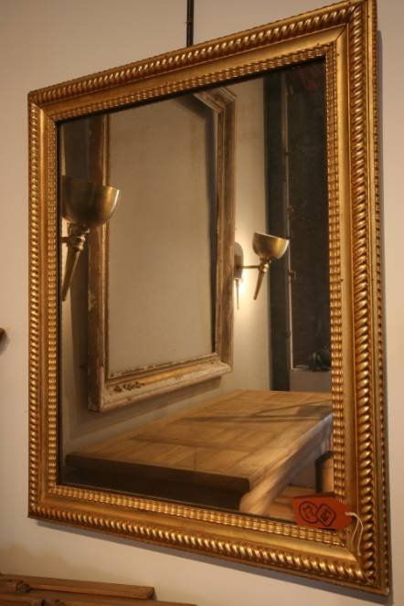 Antique A C19th French gilt mirror