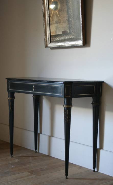 Antique A C19th ebonised and brass mounted console table