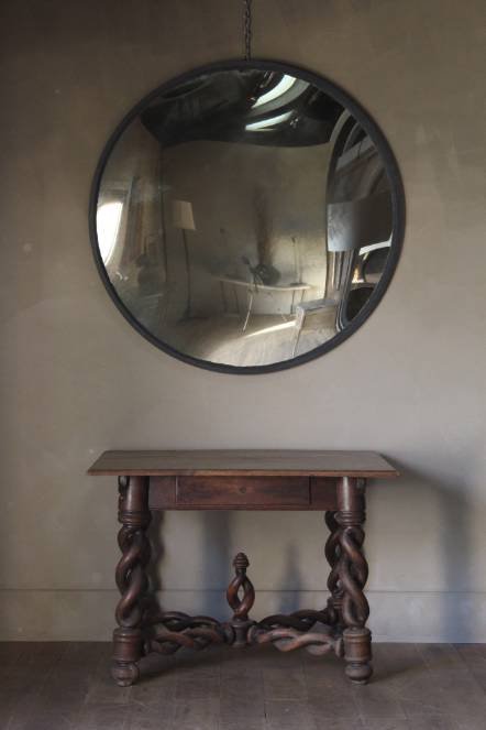 Antique A huge early C20th convex mirror 