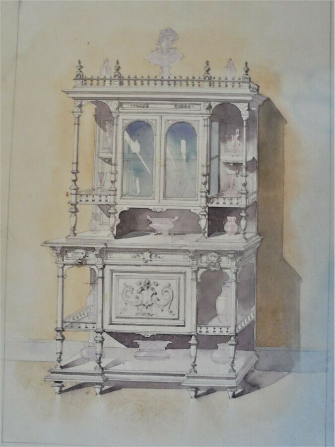 Study of furniture, Watercolour